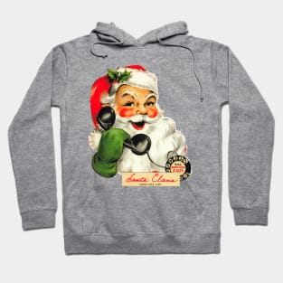 Vintage Santa on the Telephone - Retro Christmas Hoodie